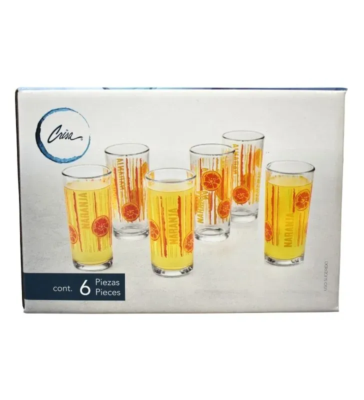 Juego de 6 Vasos Naranja Crisa 9660 - 295 ml