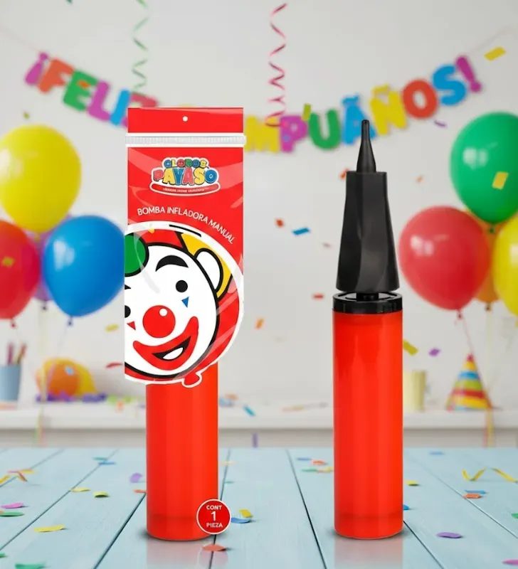 Bomba Infladora Manual para Globos Payaso - Varios Colores