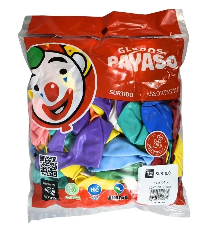 Globo Payaso No. 12 Colores Surtidos - Tamaño Grande