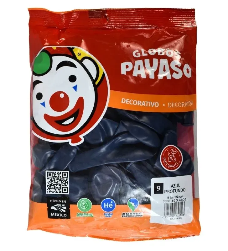 Globo Payaso No. 9 Decorator Azul Profundo - 50 Piezas