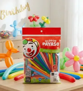 Globos Payaso No. 270 Zeppelin - Paquete 100 Pzas Surtidas