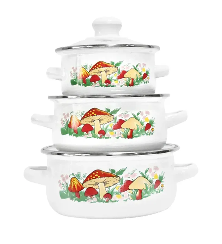 Juego de 3 Ollas de Peltre Travessa 12, 14, 16 cm - Diseño Hongos