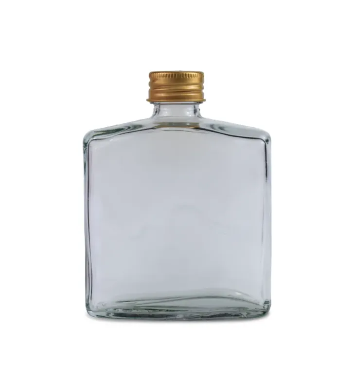 Frasco licorera 180 ml con tapa cobre – vidrio transparente