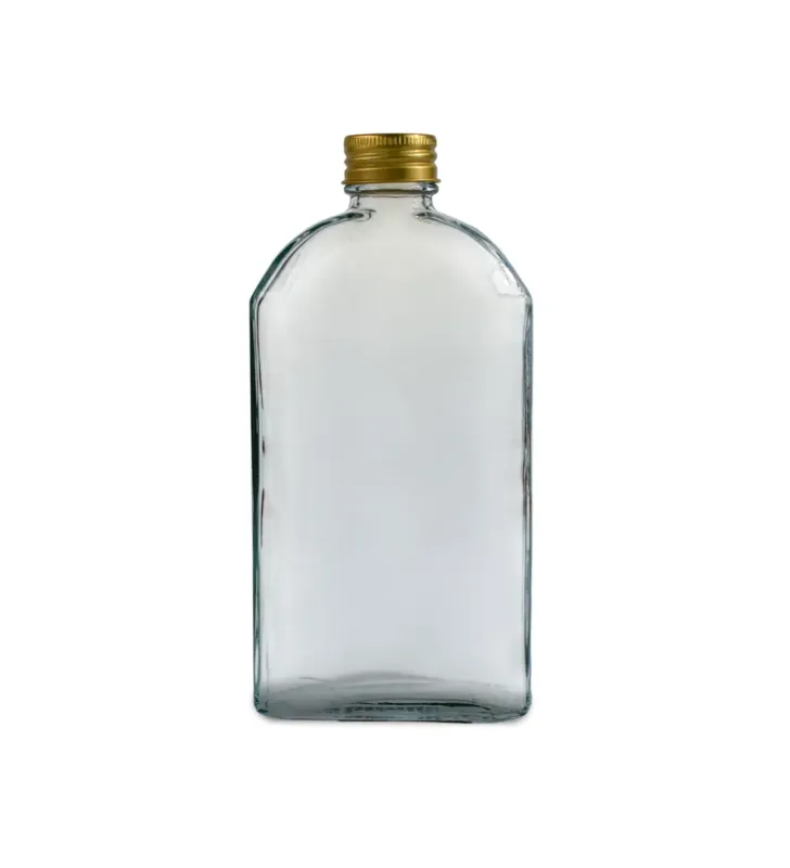 Frasco licorera 350 ml con tapa cobre – vidrio transparente