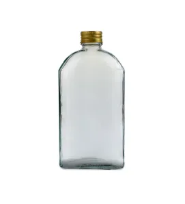 Frasco licorera 350 ml con tapa cobre – vidrio transparente