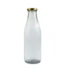 Botella de vidrio 1000 ml con tapa dorada – Ideal jugos y leche