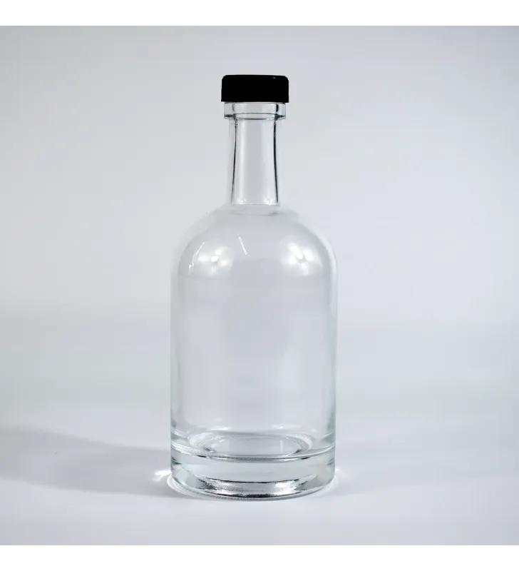 Botella de vidrio 350 ml con tapa negra – cristal reutilizable