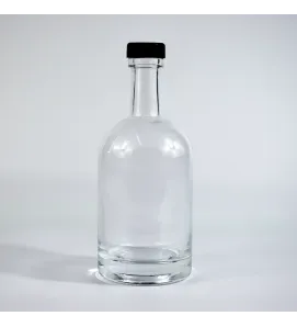 Botella de vidrio 350 ml con tapa negra – cristal reutilizable