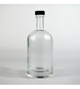 Botella de vidrio con tapa negra – reutilizable y resistente