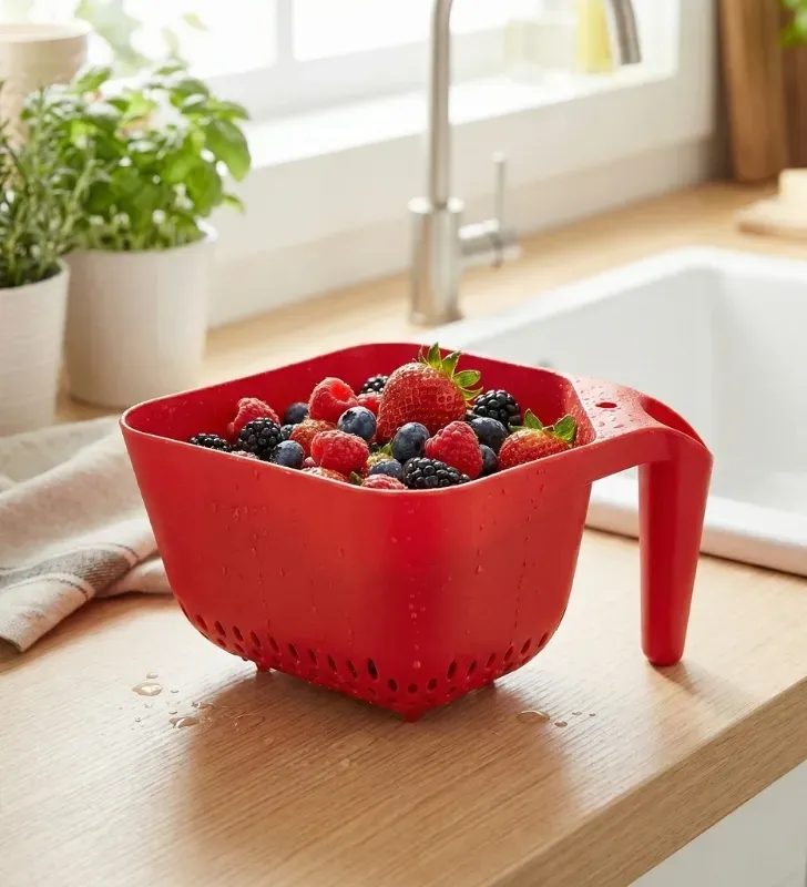 Escurridor Cuadrado Yuliana MX-153 – Colador con Mango Ergónomico