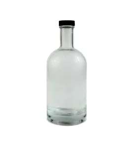 Botella de cristal 600 ml con tapa negra – ideal para jugos
