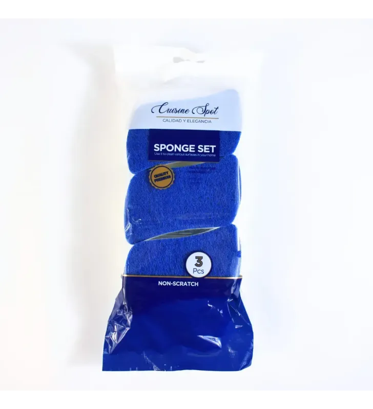 Set de 3 esponjas antirayaduras para limpieza delicada
