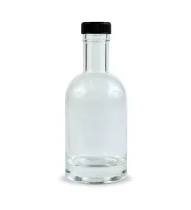 Botella de vidrio 200 ml con tapa negra – VB200