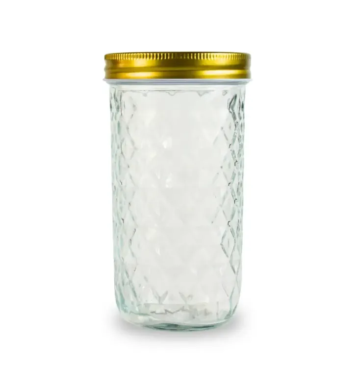 Frasco de vidrio 600 ml con tapa cobre – diseño texturizado