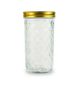 Frasco de vidrio 600 ml con tapa cobre – diseño texturizado