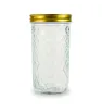 Frasco de vidrio 600 ml con tapa cobre – diseño texturizado