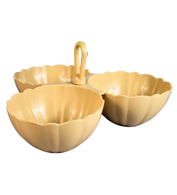 Salsera Triple Melaplast Yuliana MX-173B – Beige – 3 Compartimentos