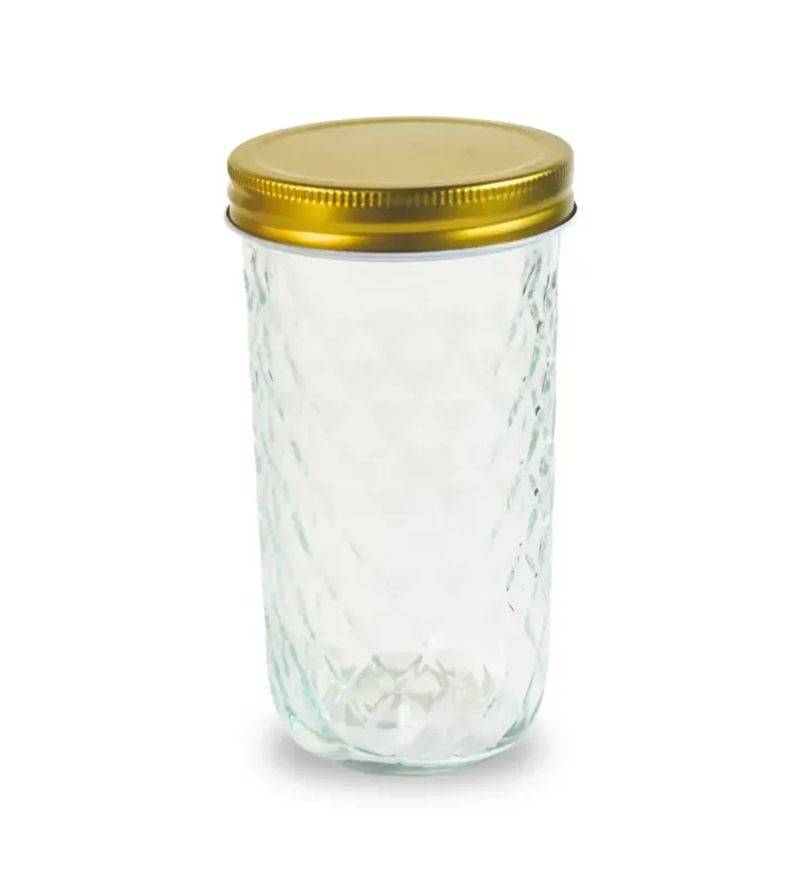Frasco de vidrio 600 ml con tapa cobre – diseño texturizado
