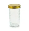 Frasco de vidrio 600 ml con tapa cobre – diseño texturizado