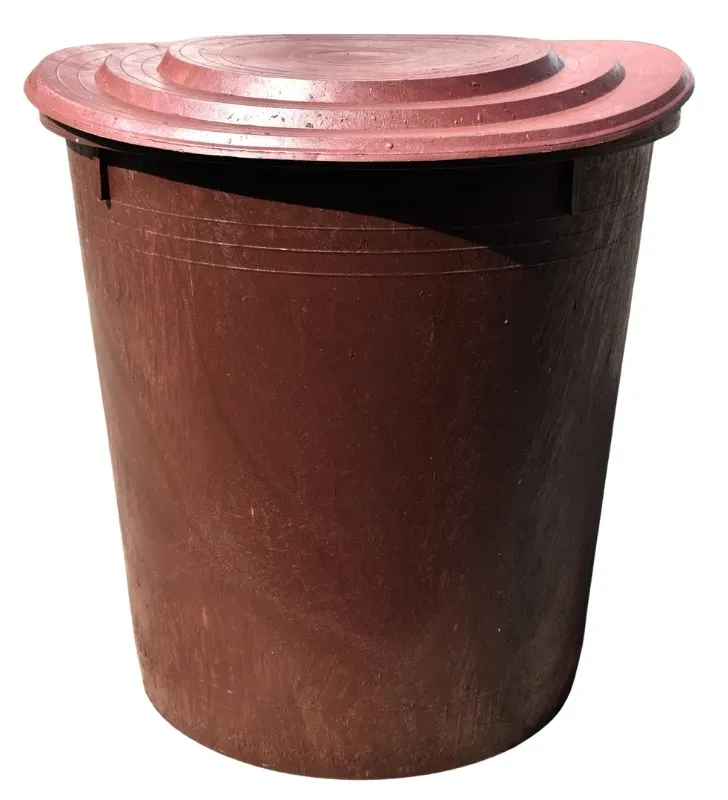 Bote Placero 200 Litros con Tapa – Plástico Industrial Rojo Oscuro