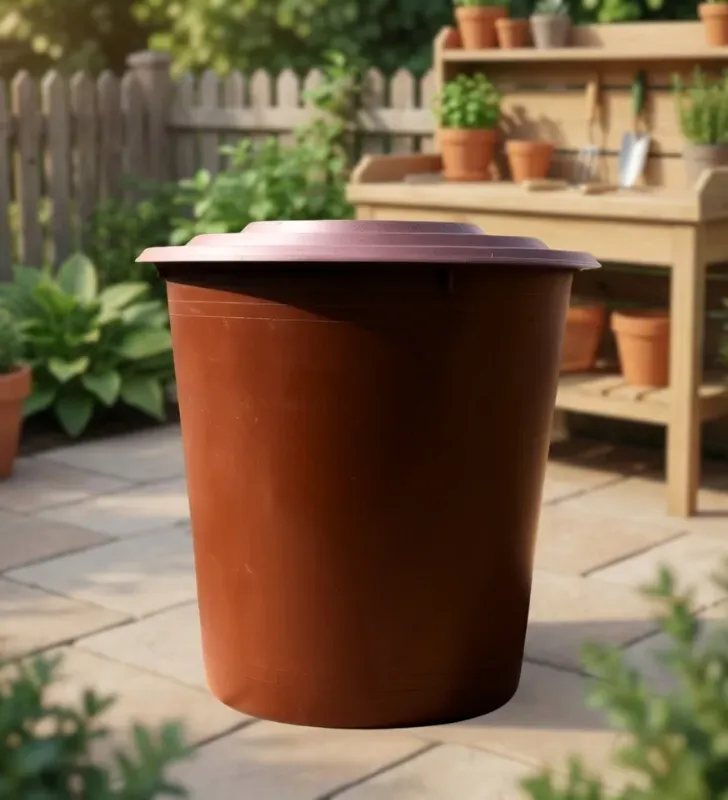 Bote Placero 120 Litros con Tapa – Plástico Resistente Rojo Oscuro