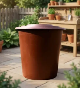 Bote Placero 120 Litros con Tapa – Plástico Resistente Rojo Oscuro