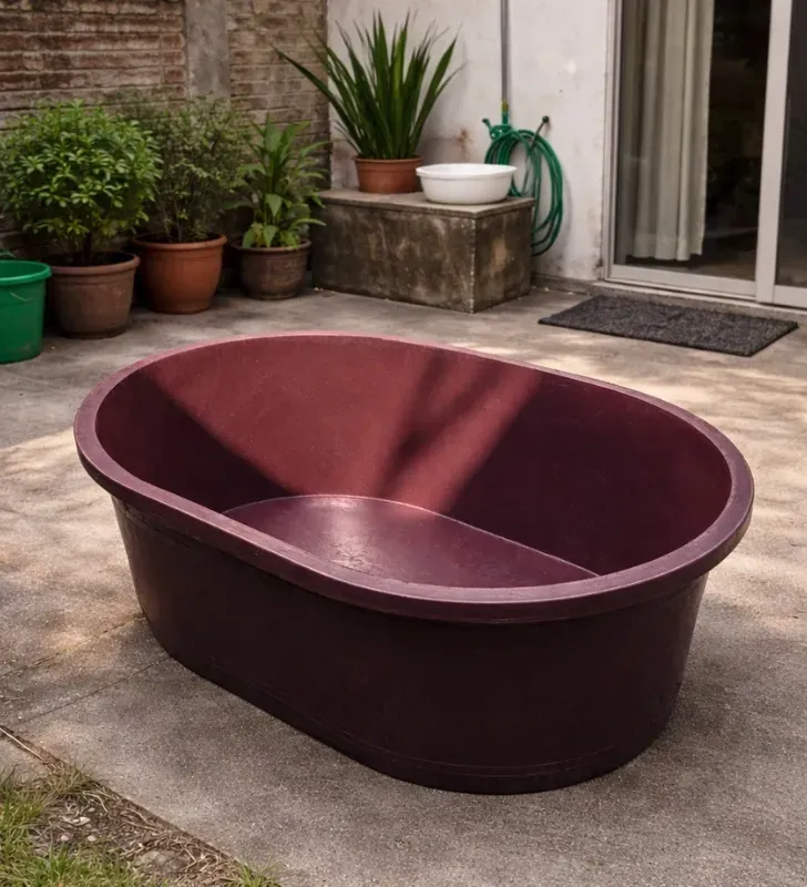 Bañera Placero 380 Litros – Diseño Ovalado Rojo Oscuro