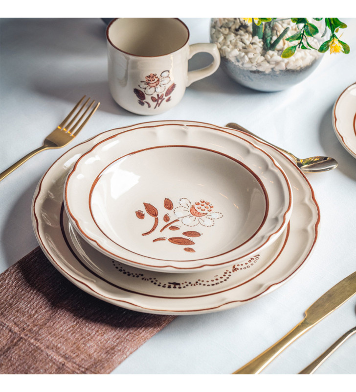 Plato Sopero Dec. Flor de Otoño | Elegante y Perfecto para Sopas y Cremas-SANTA ANITA