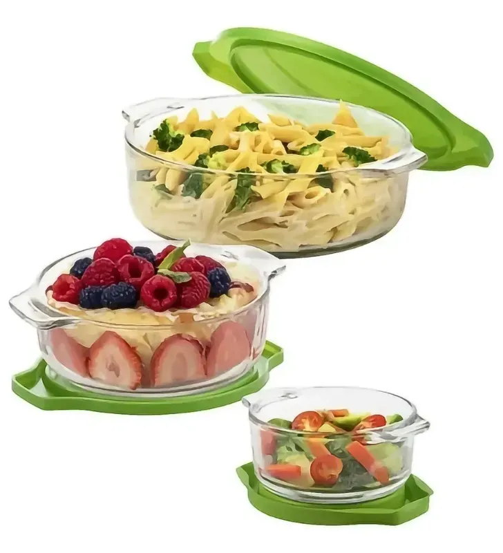 Juego de Hornear Pyr-O-Rey E081 – 6 Piezas de Vidrio con Tapas