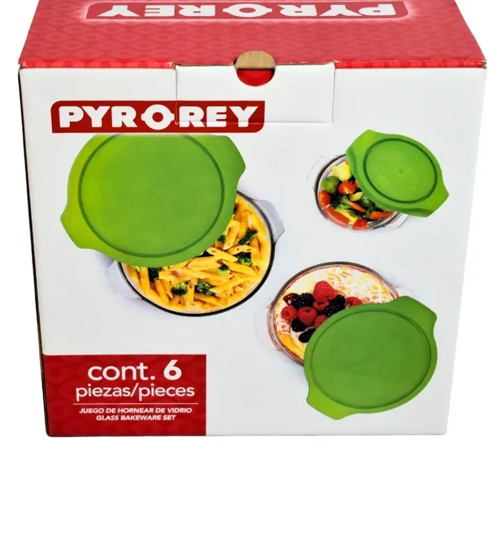 Juego de Hornear Pyr-O-Rey E081 – 6 Piezas de Vidrio con Tapas