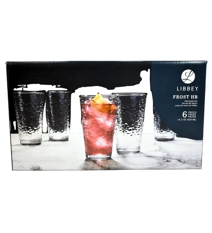 Vasos Libbey HB Frost 420ml – Set de 6 Piezas – Diseño Esmerilado