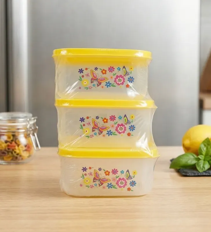 Juego Hermético Cuadrado Plastiapan HER001 – 3 Piezas de 500 ml