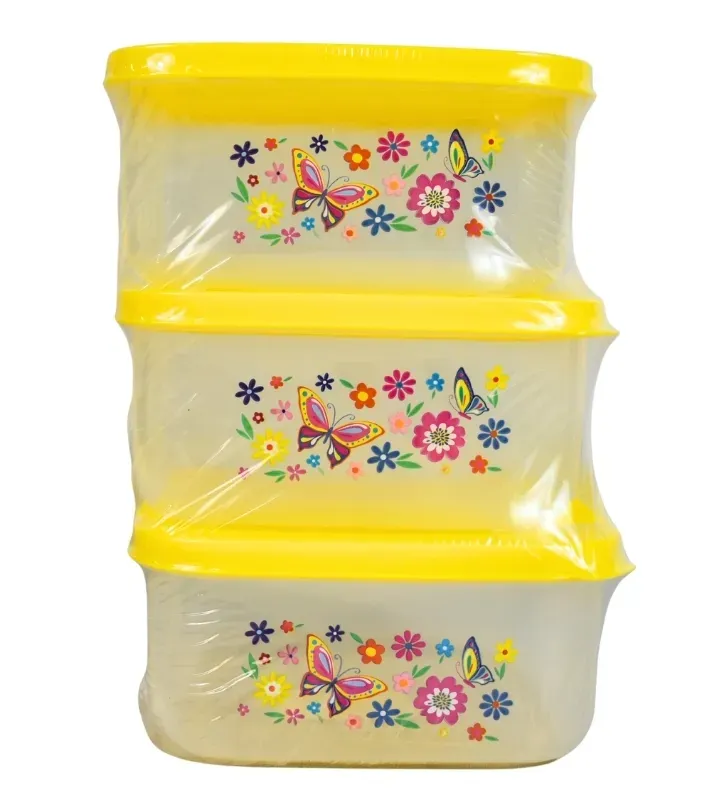 Juego Hermético Cuadrado Plastiapan HER001 – 3 Piezas de 500 ml