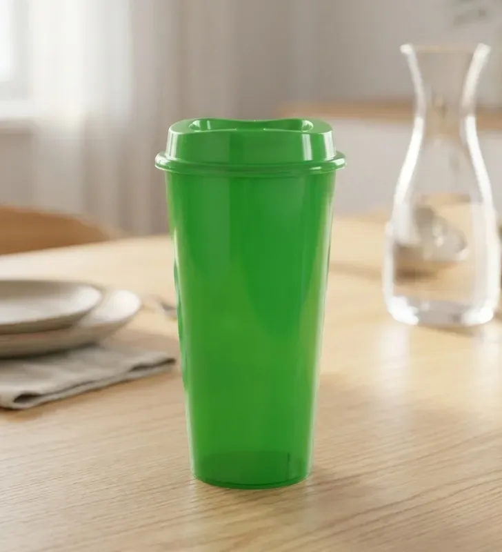 Vaso Fuji Plastiapan 22 oz – Con Tapa – Rosa y Verde