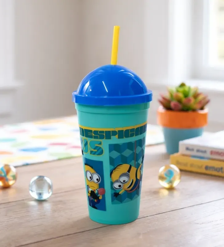 Vaso con Popote Minions – Andromeda 99397 – Plástico Resistente