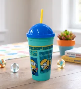 Vaso con Popote Minions – Andromeda 99397 – Plástico Resistente