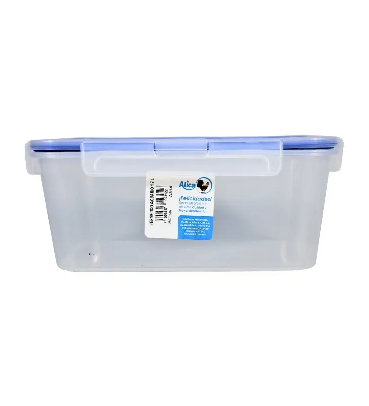 Hermético Acuario Alica 1.7 L – Rectangular Clarificado – Hermético