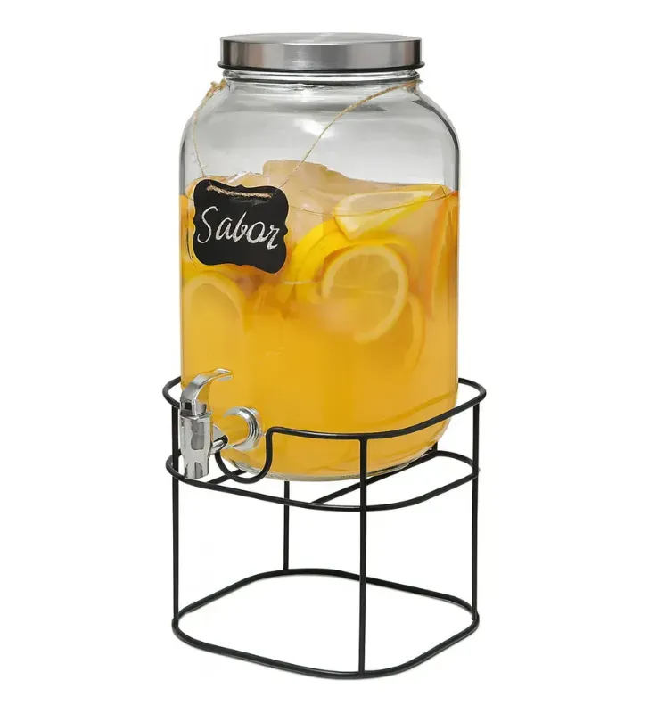 Dispensador de Vidrio Vittori 8 Litros – Con Pizarra y Base