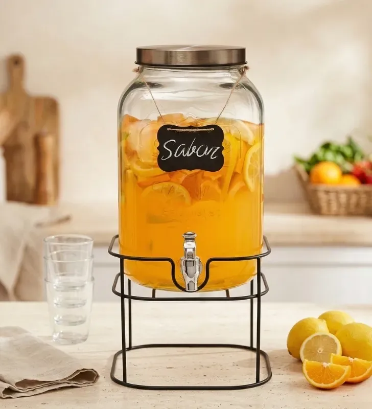 Dispensador de Vidrio Vittori 8 Litros – Con Pizarra y Base