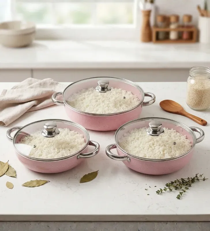 Set de Arroceras Cuisine Spot 6 Pzas – Rosa – 26/28/30 cm