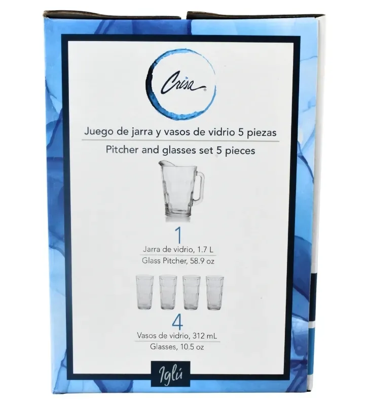 Juego de Agua Crisa Iglú 5 Pzs – Jarra 1.7L y 4 Vasos
