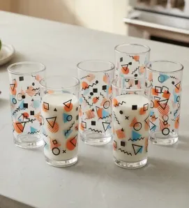 Juego de 6 Vasos Crisa Memphis – 295ml – Diseño Geométrico