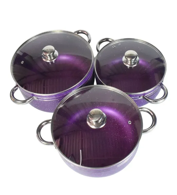 Juego de 3 Ollas Arroceras Cuisine Spot Moradas – Antiadherente Mármol