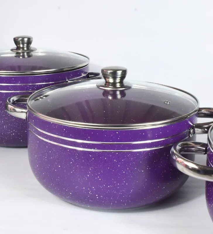 Juego de 3 Ollas Arroceras Cuisine Spot Moradas – Antiadherente Mármol