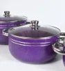 Juego de 3 Ollas Arroceras Cuisine Spot Moradas – Antiadherente Mármol