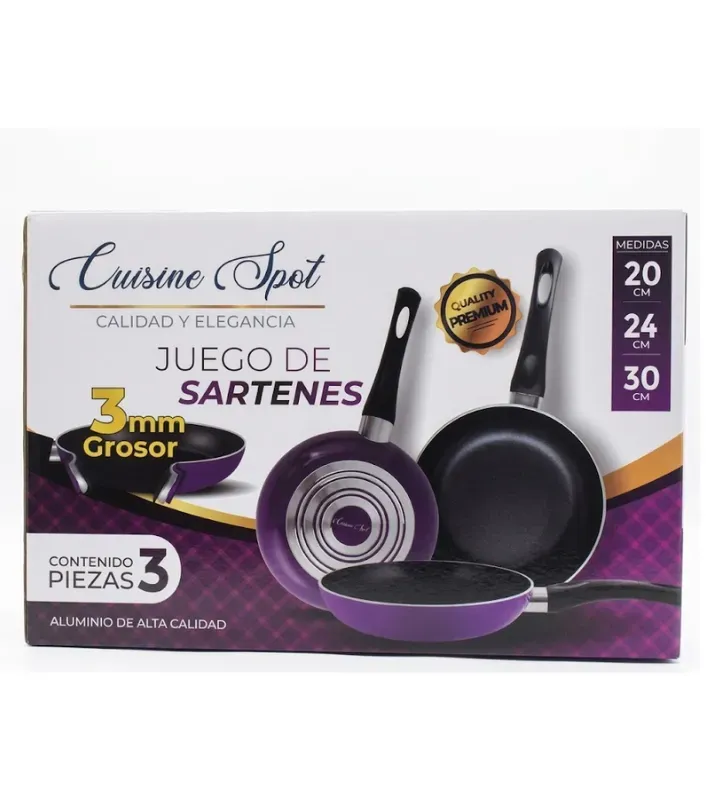 Juego de 3 Sartenes Cuisine Spot Morados – Antiadherente