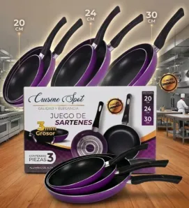 Juego de 3 Sartenes Cuisine Spot Morados – Antiadherente
