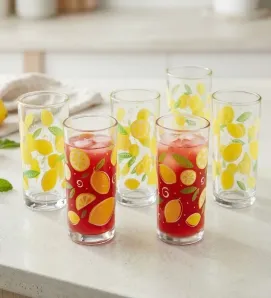 Juego de 6 Vasos Crisa Limoncitos – 295ml – Diseño Cítrico