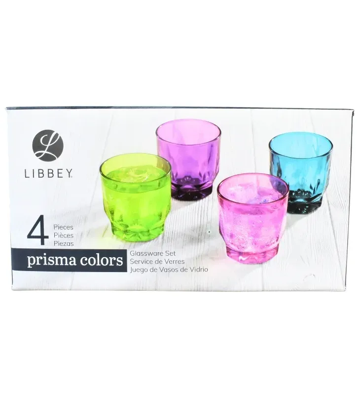 Juego de 4 Vasos Libbey Prisma Colors – Diseño Geométrico
