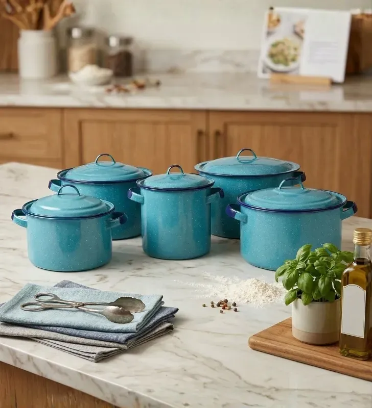 Juego de Ollas Cinsa Caribe Azul Praga – Acero Vitrificado